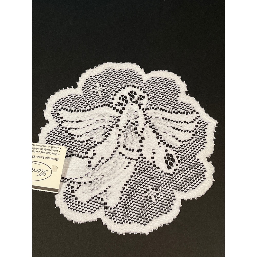 Heritage Lace Nativity Angel 8 Inch Round Doily White 5121W Made in USA NWT